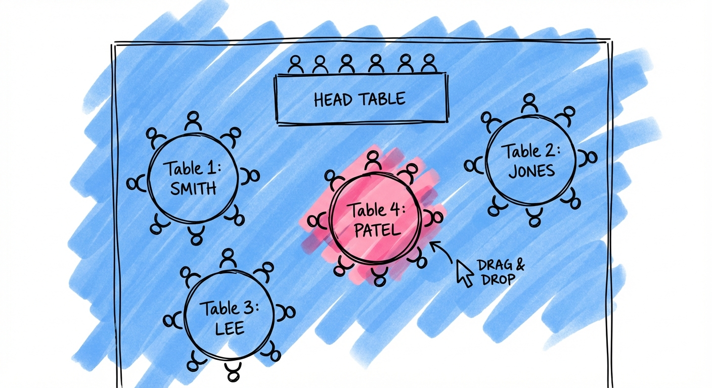 Lovios bordsplaceringsverktyg med dra-och-släpp