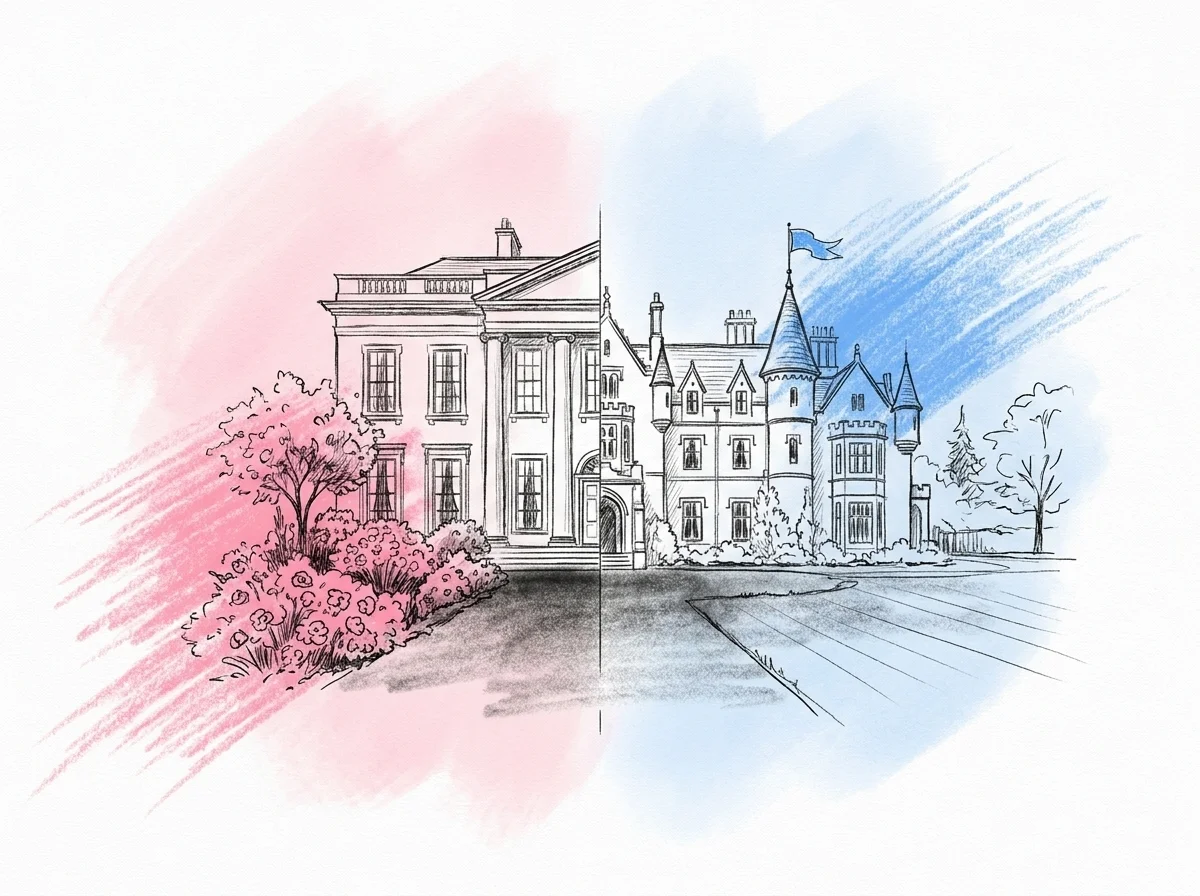 Två bröllopslokaler sida vid sida — en stadsnära gods och en lantlig herrgård