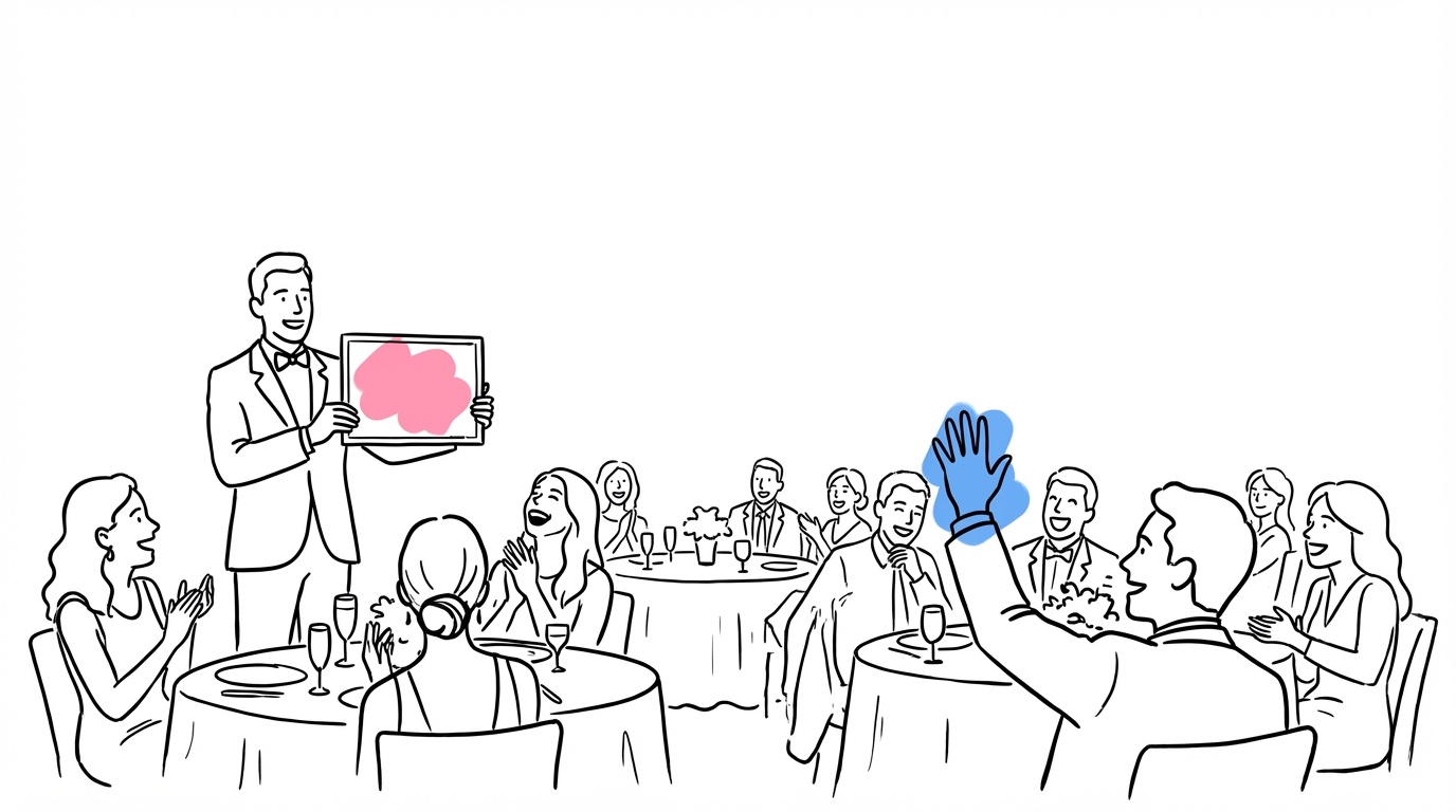 Bröllopsgäster som deltar i lek under bröllopsfesten