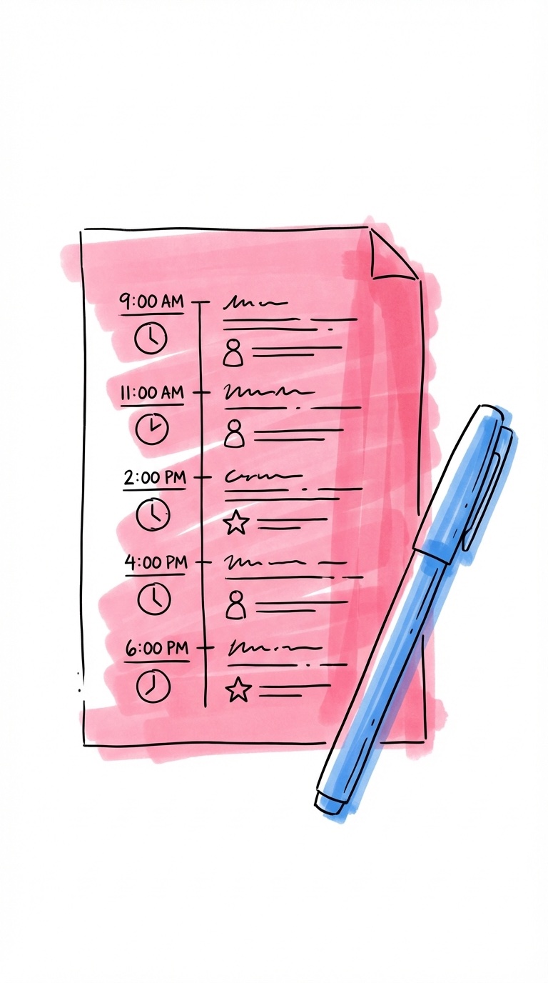 Körschema i porträttformat med tidslinje för bröllopslekar