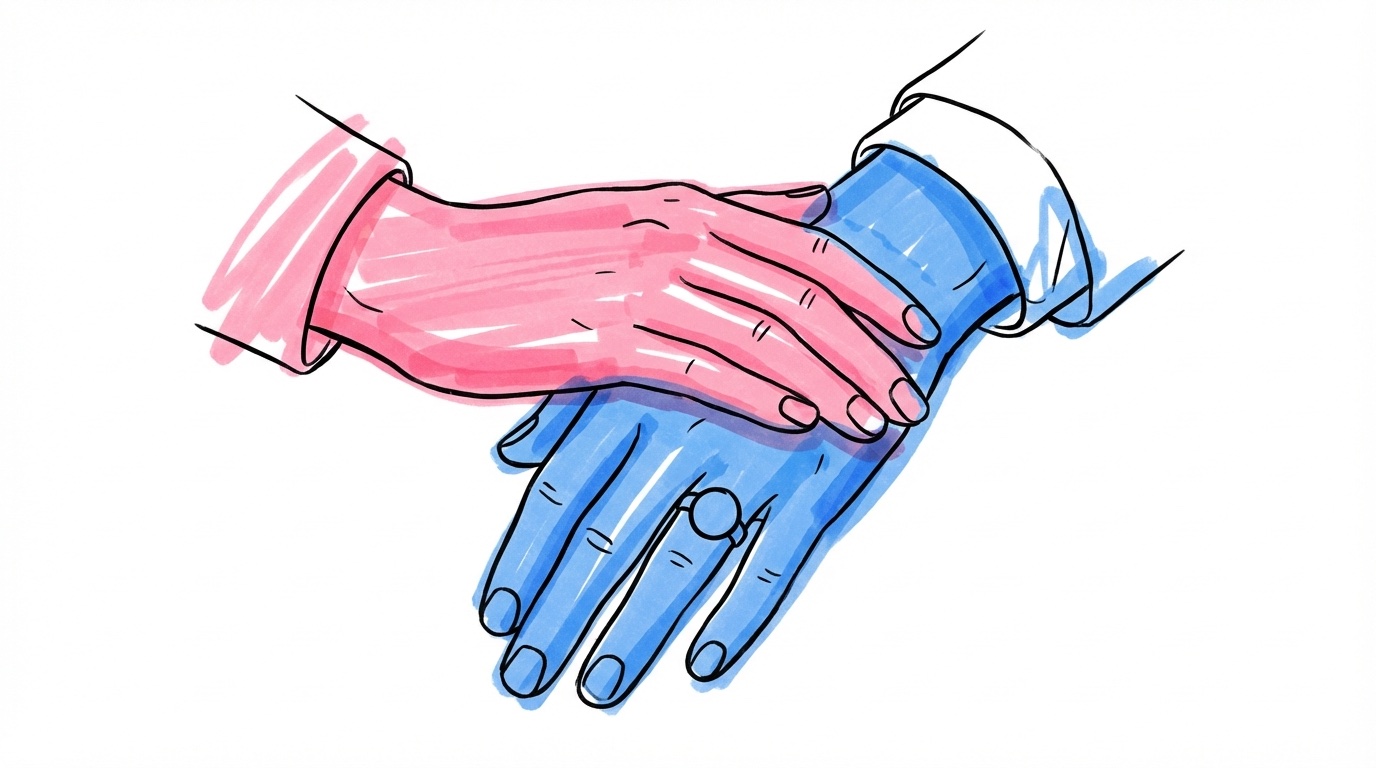 Par som håller varandra i händerna under vigselceremonin – bröllopslöften exempel