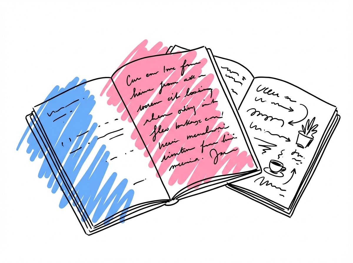 Tre notebooks med olika textstilar för bröllopslöften