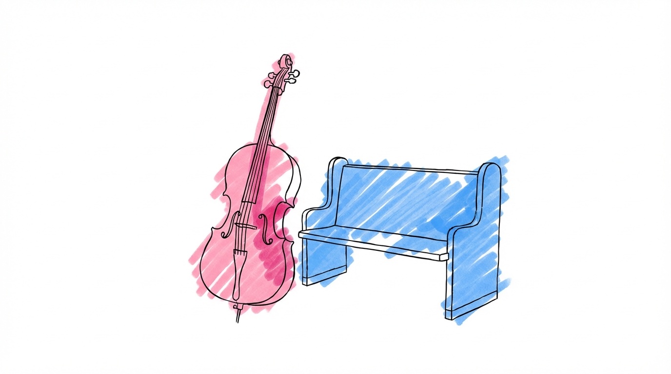 Fiol bredvid en kyrkbänk — vigselmusik på bröllopet