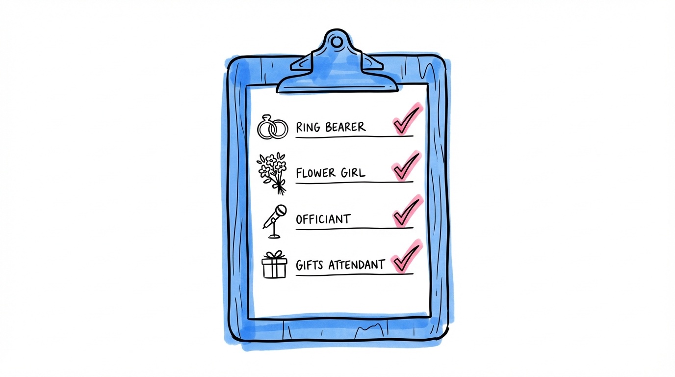 Checklista för brudföljet med avbockade punkter