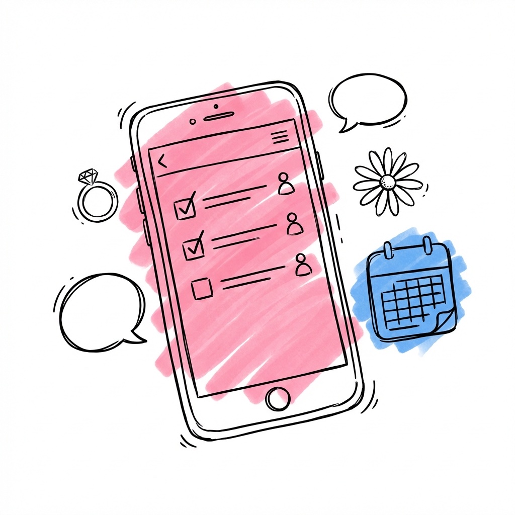 Par som planerar brudföljet tillsammans med Lovios verktyg