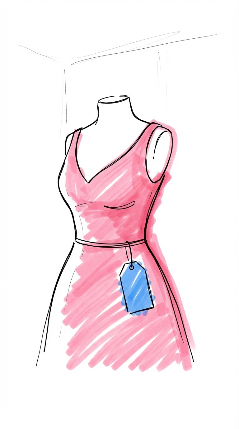 Person provar ny brudklänning framför spegel i en brudboutique