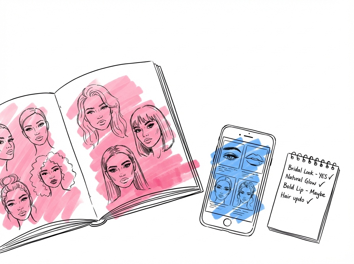 Portfölj med inspirationsbilder och telefon med Instagram-galleri i Lovios stil