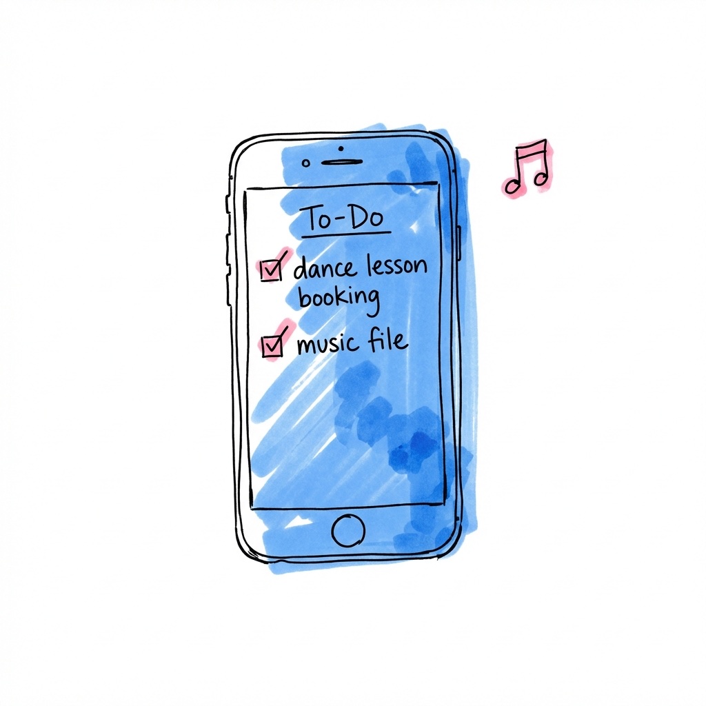 Telefon med checklista för brudvalsplanering