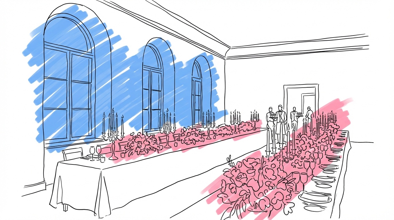 Elegant bröllopsmiddag på herrgård med fyrrätters och premiumservering