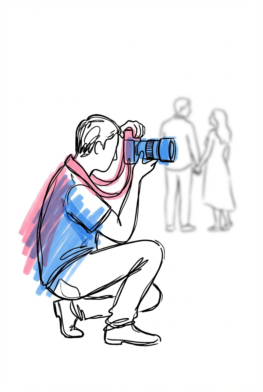 Fotograf som arbetar under en bröllopsceremoni