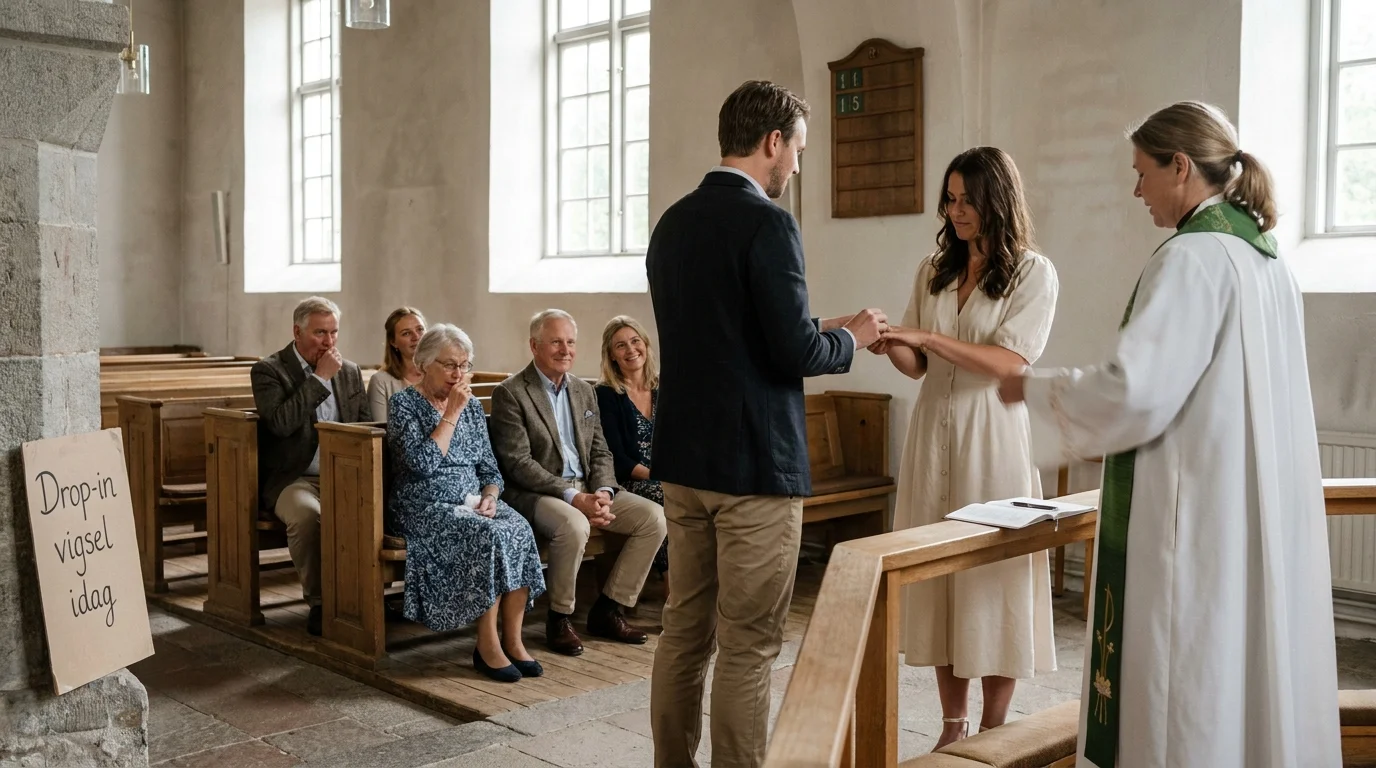 Drop in-bröllop i kyrkan: så funkar det 2026