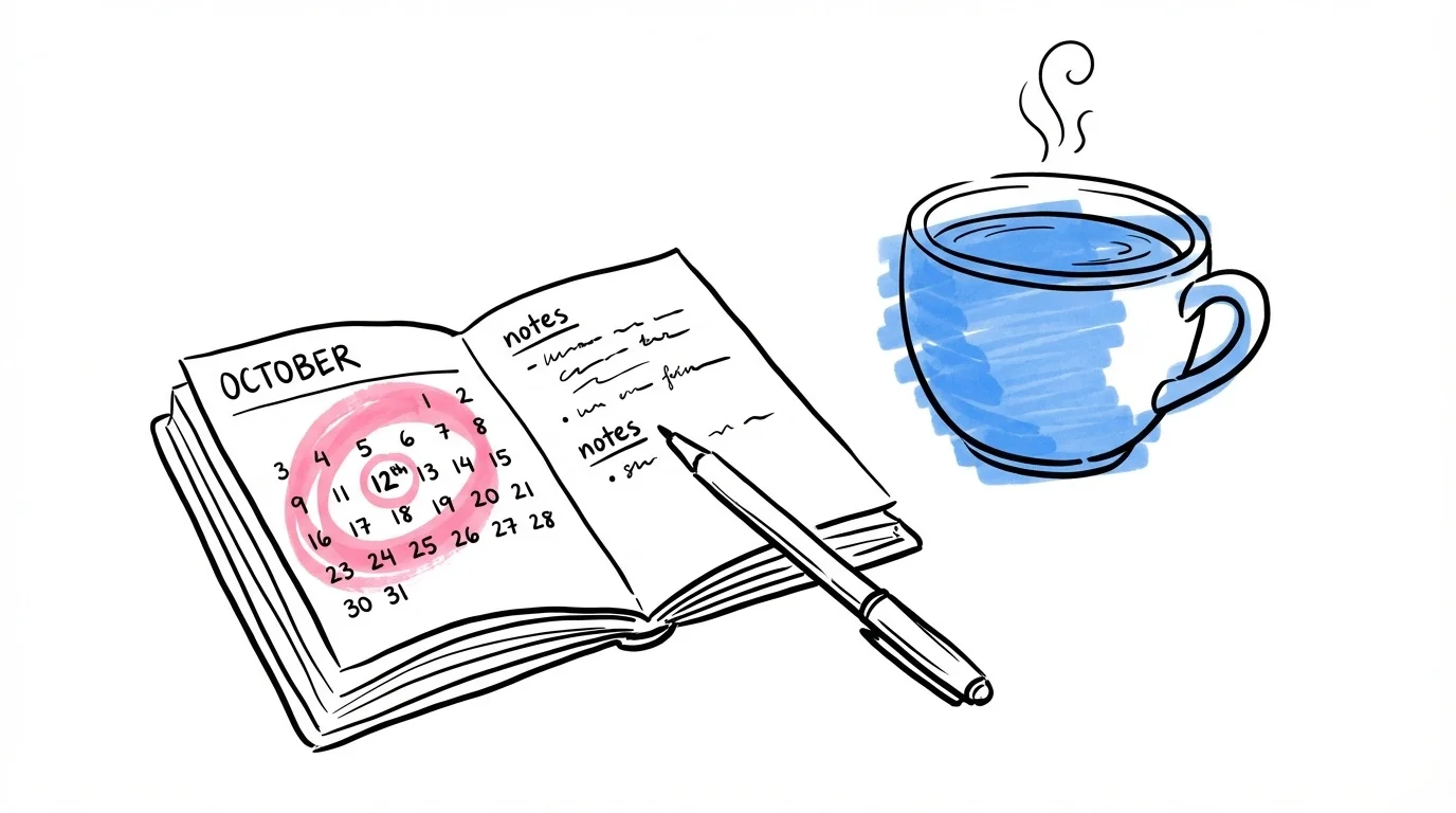 Kalender med inringat datum och penna — tidsplan för elopement