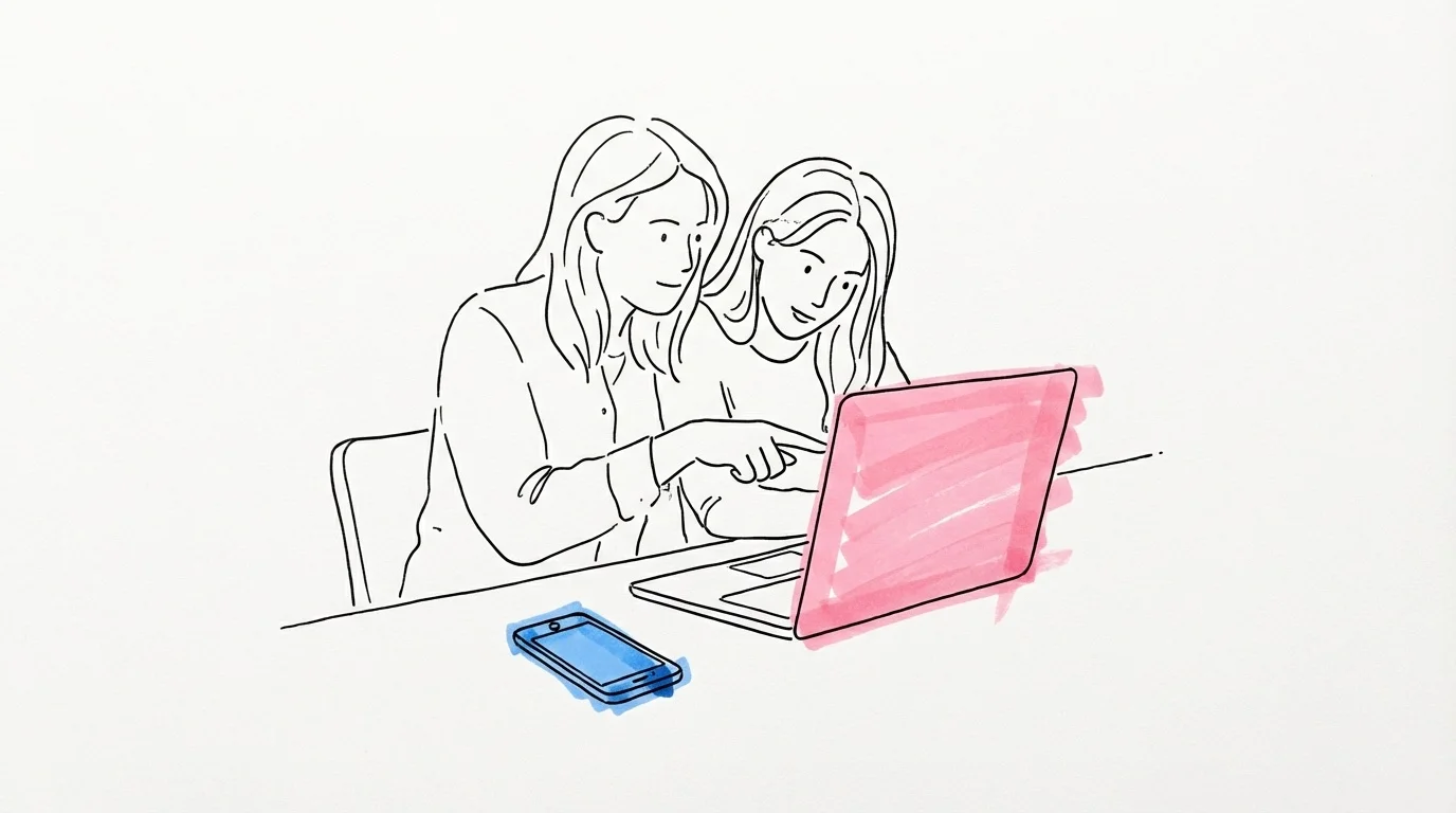 Par som researchar humanistiska officianter på laptop