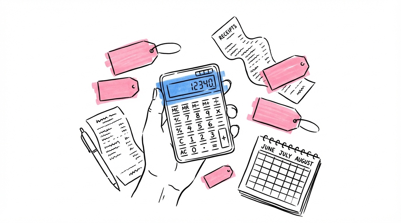 Kalkylator med prislappar — prisfaktorer för koordinator