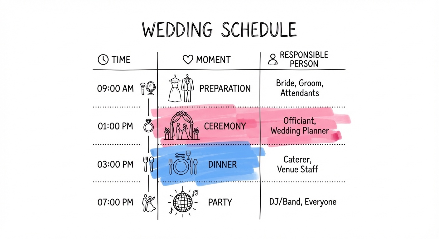 Exempelmall för körschema bröllop