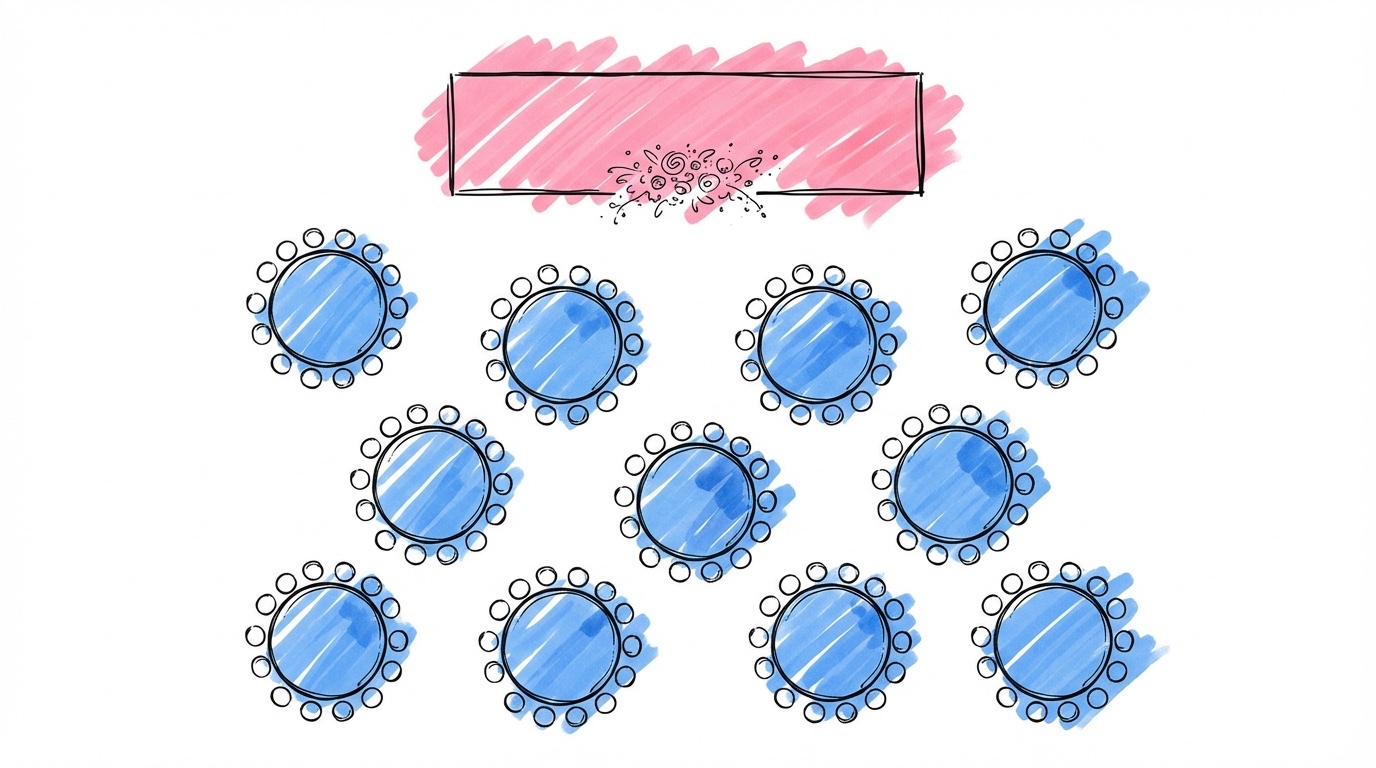 Bordsplacering fågelperspektiv med runda bord