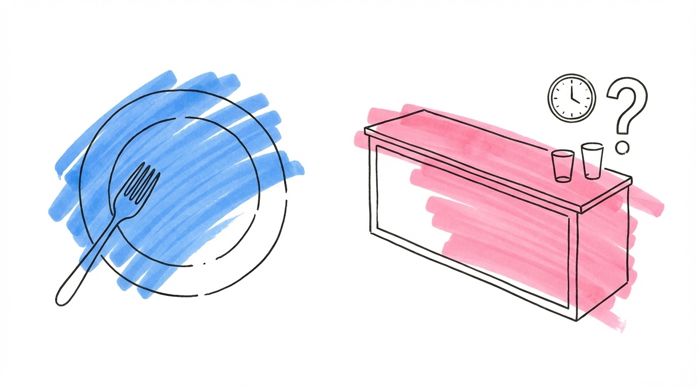 Drinkkö vid en bar och en tom tallrik — vanliga misstag vid mingeltimmen