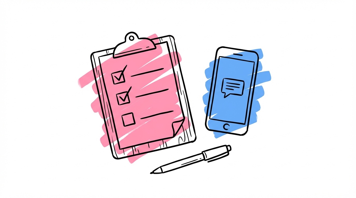 Clipboard med checklista och smartphone — möhippa planering steg för steg
