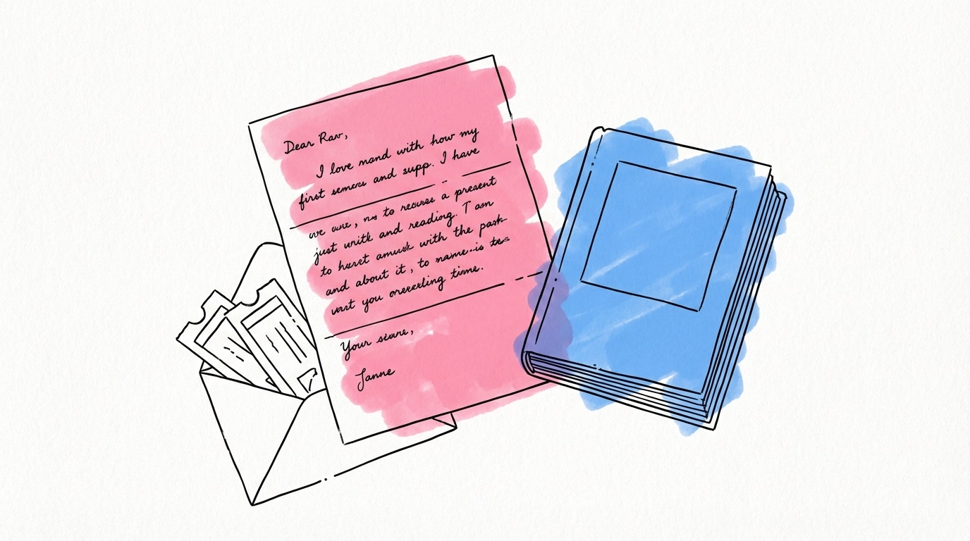 Handskrivet brev, fotobok och eventbiljetter — personliga morgongåvor