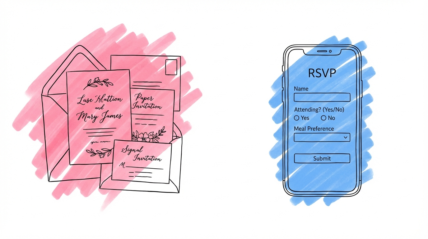 Jämförelse mellan papper och digital OSA — kuvert vs mobil