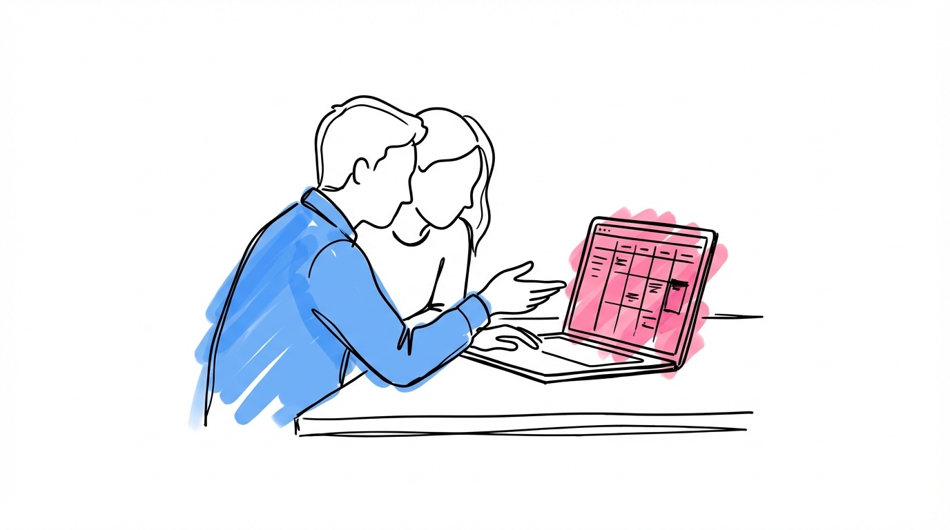 Illustration av digitala planeringsverktyg för par som planerar bröllop