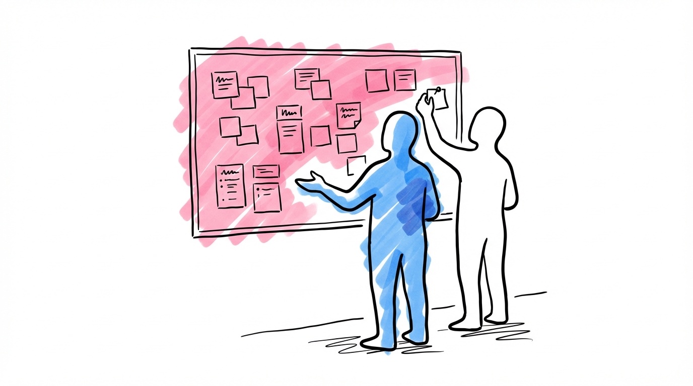 Illustration av ett par som arbetar tillsammans med bröllopsplanering