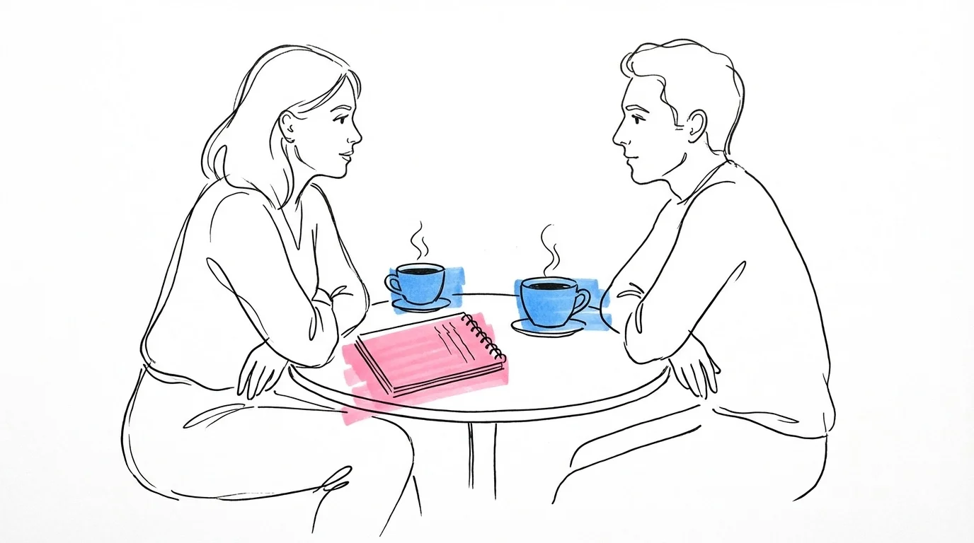 Illustration av ett par i kommunikation och samtal om bröllopsplanering