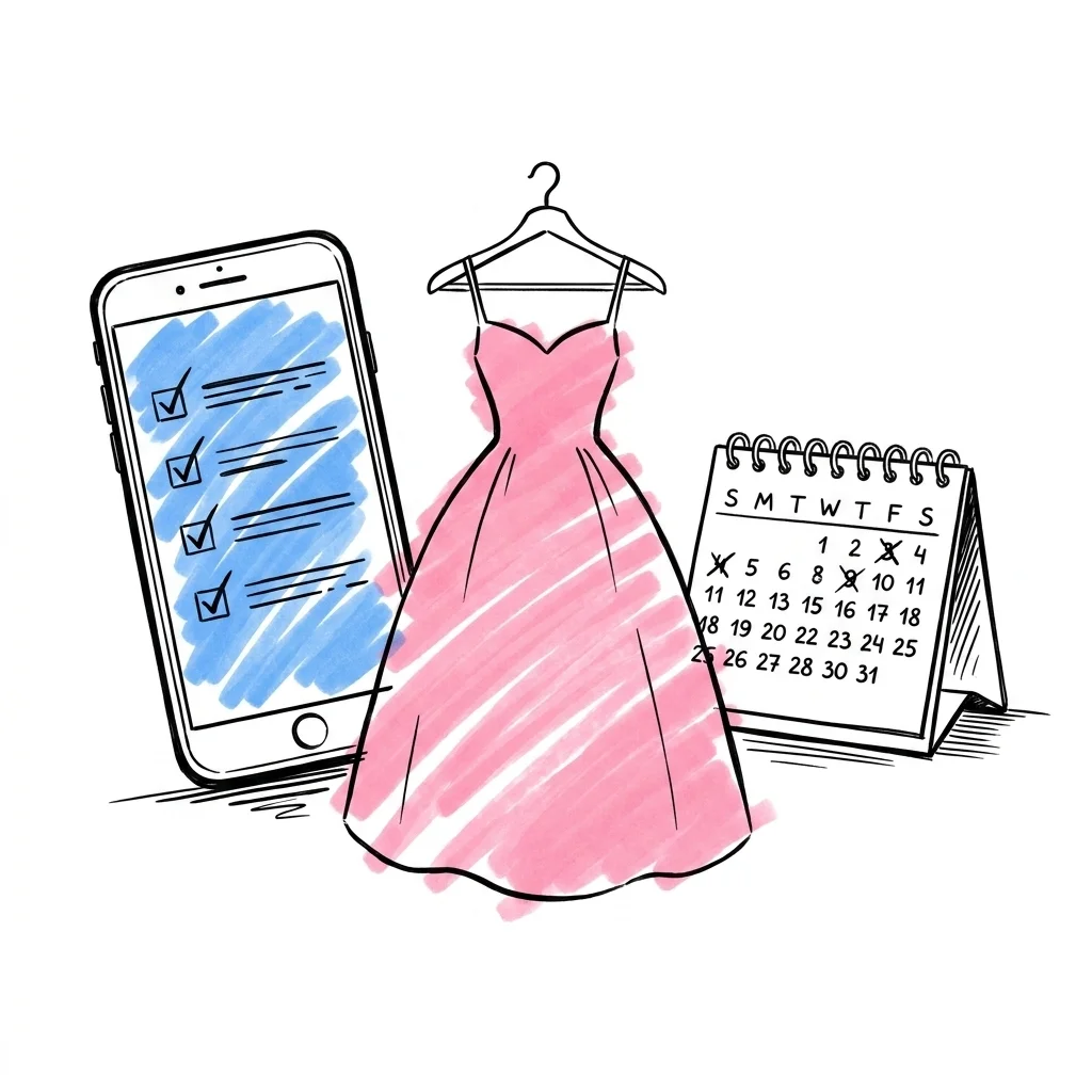 Checklista med provningsdatum och betyg, pengar och kalender bredvid