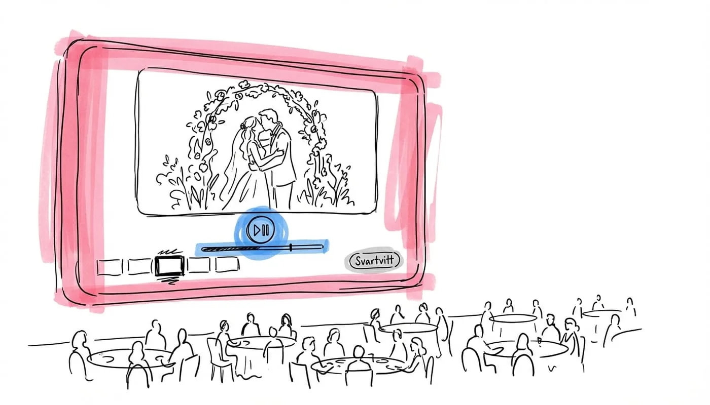 Live-bildspel som visar bröllopsfoton på storskärm