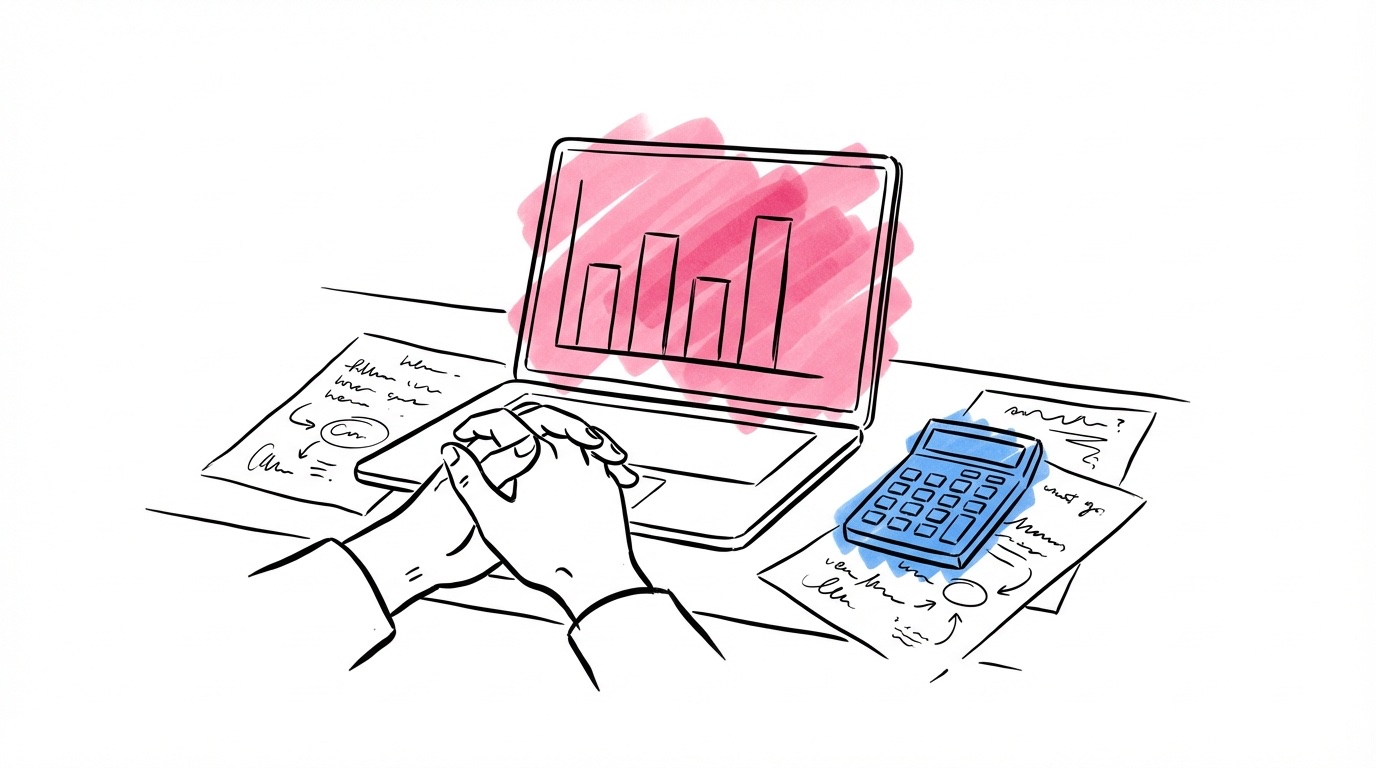 Par som granskar sin bröllopsbudget med kalenderplanering och surfplatta