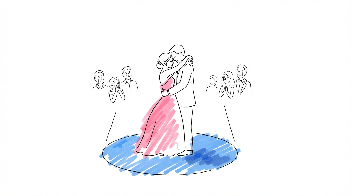 Känslofullt bröllopsögonblick — första dansen