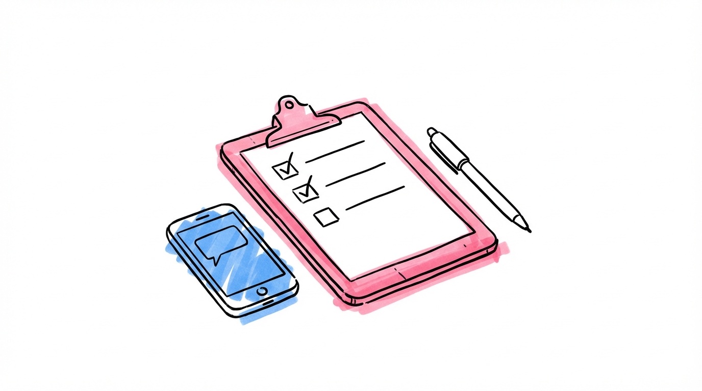 Clipboard med checklista och smartphone — svensexa planering steg för steg