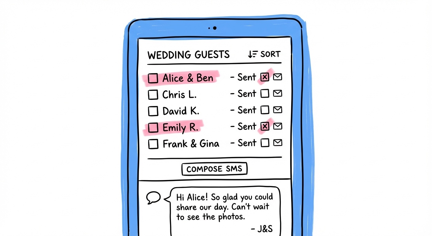 Lovio gästlista och SMS-funktion för tackkort