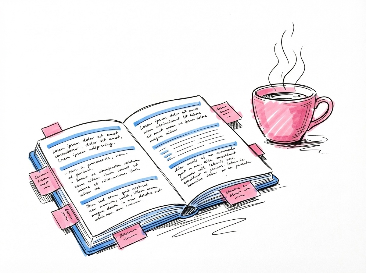 Tre delar av ett tacktal — öppning, mittendel och avslutning — uppradade horisontellt i Lovios rosa och blå illustrationsstil