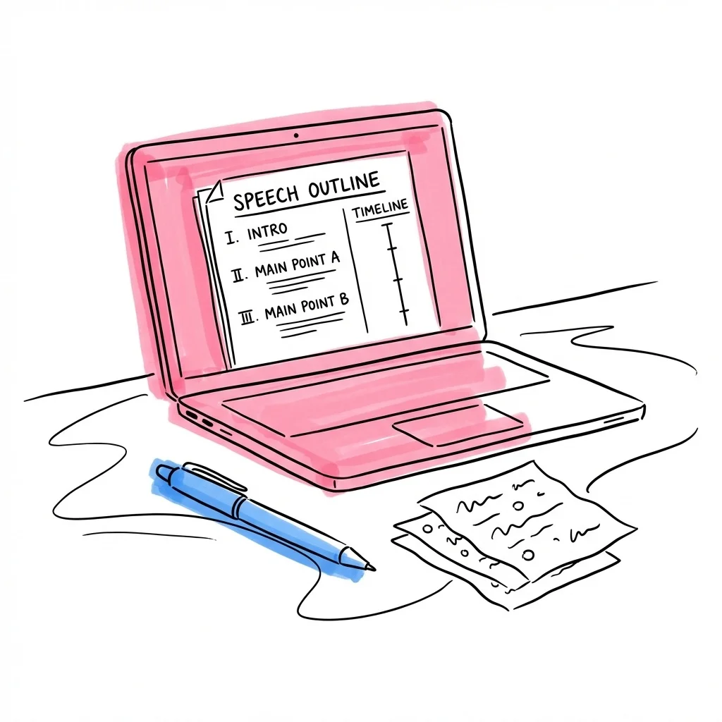 Illustration av person som skriver bröllopstal på laptop i Lovio