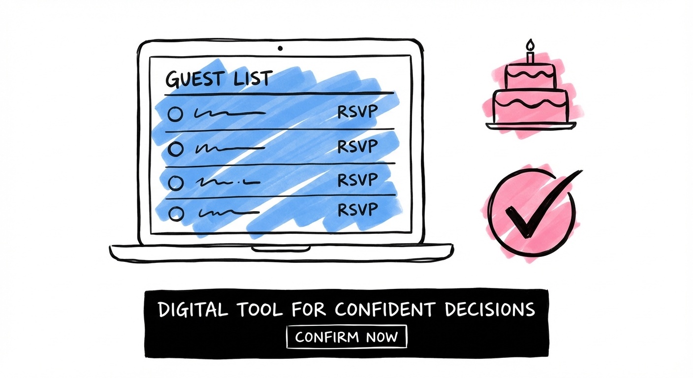 Lovios gästlista som hjälper paret räkna rätt antal tårtbitar
