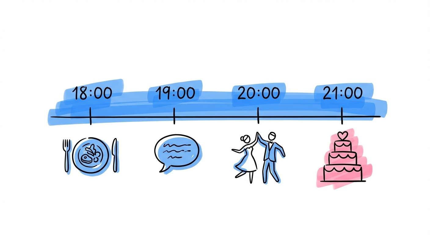 Tidsplan och körschema för bröllopsmiddag