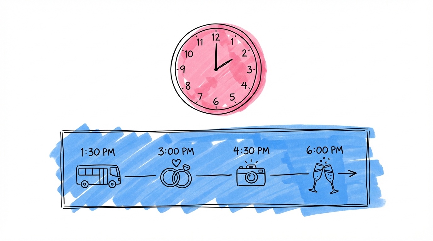 Dagsplanerare med transportmilstolpar utmarkerade längs en tidslinje