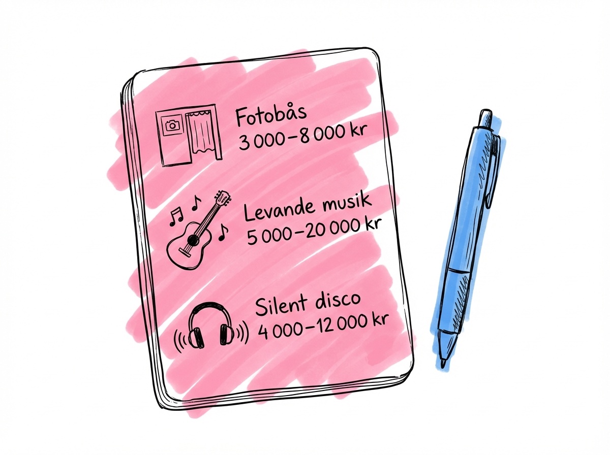 Budgetöversikt för underhållning med prisintervaller