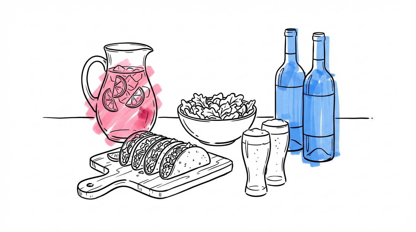 Casual matupplägg med tacos, sallad och signaturdrink