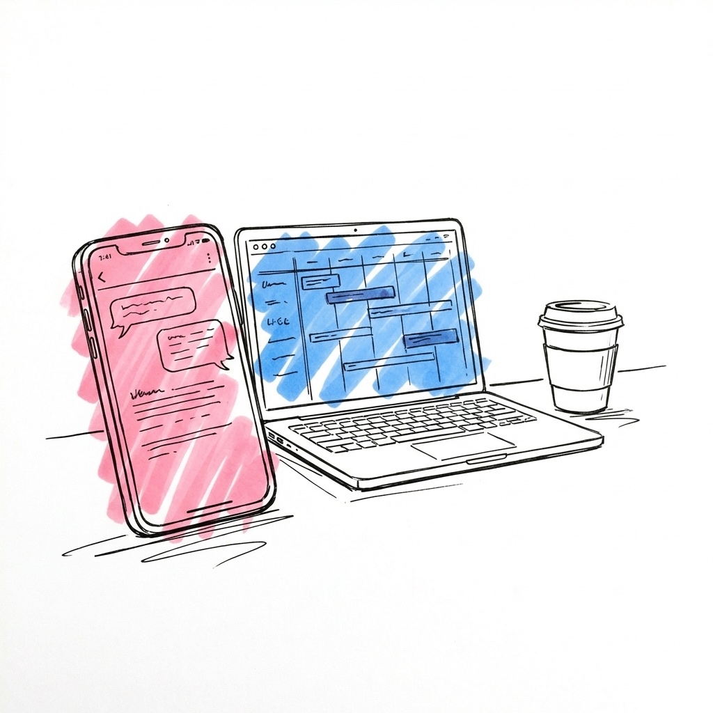 Lovios dokumentverktyg med ett välkomsttal öppet bredvid ett körschema i Lovios stil