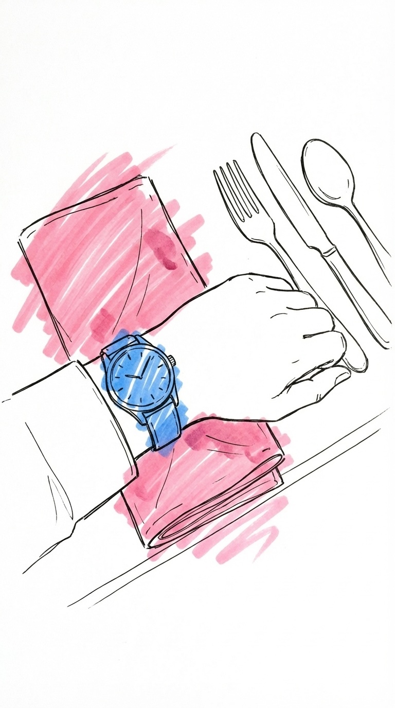 Tidslinje som visar bröllopsmiddagens ordning med välkomsttalet markerat som första inslaget i Lovios stil