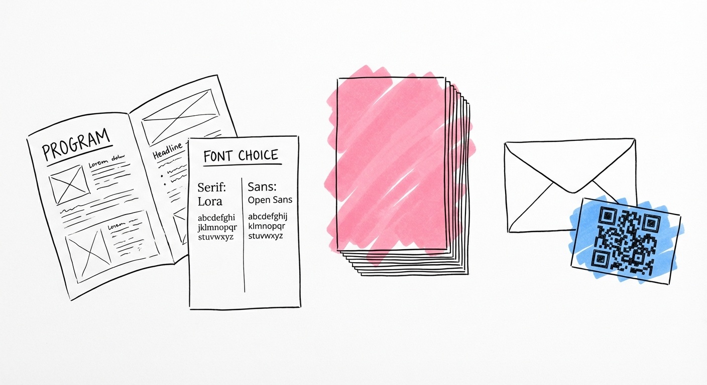 Design och trycklayout för vigselprogram