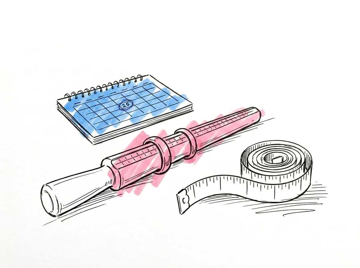 Ringm\u00e4tmandrel med ringar, m\u00e5ttband och en kalender i bakgrunden \u2014 best\u00e4llningstidslinje