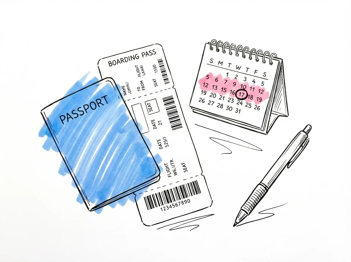 Pass, boardingkort och kalender med inringat datum — praktiska överväganden för vittnen